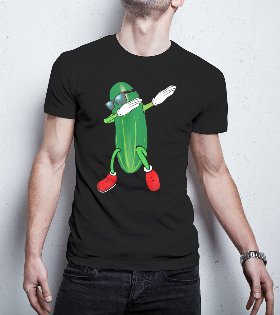 Dabbing Cucumber Pickle With Sunglasses And Red Shoes T-Shirt