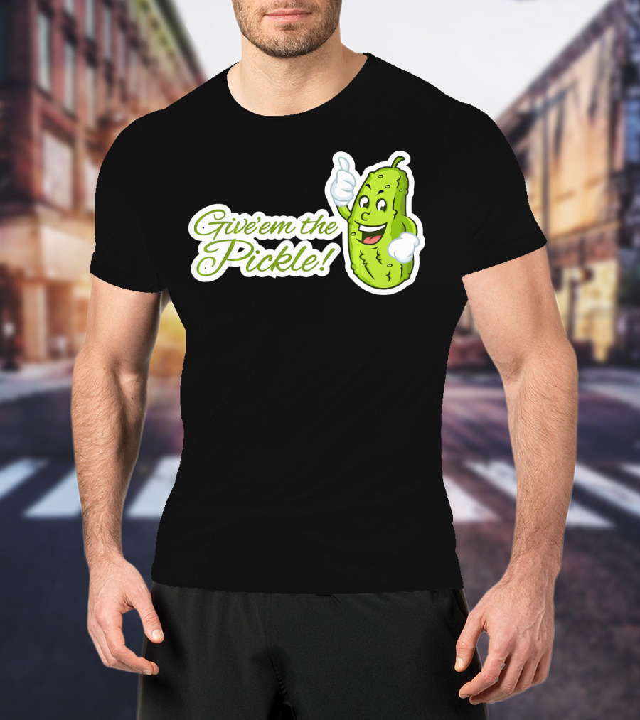 Give'em The Pickle Thumbs Up Cartoon Character T-Shirt