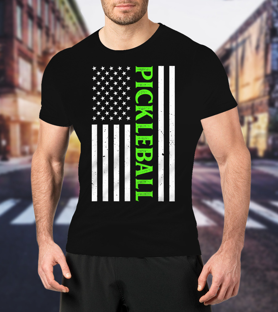 Pickleball Vintage Distressed American Flag T-Shirt