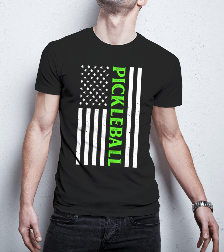 Pickleball Vintage Distressed American Flag T-Shirt