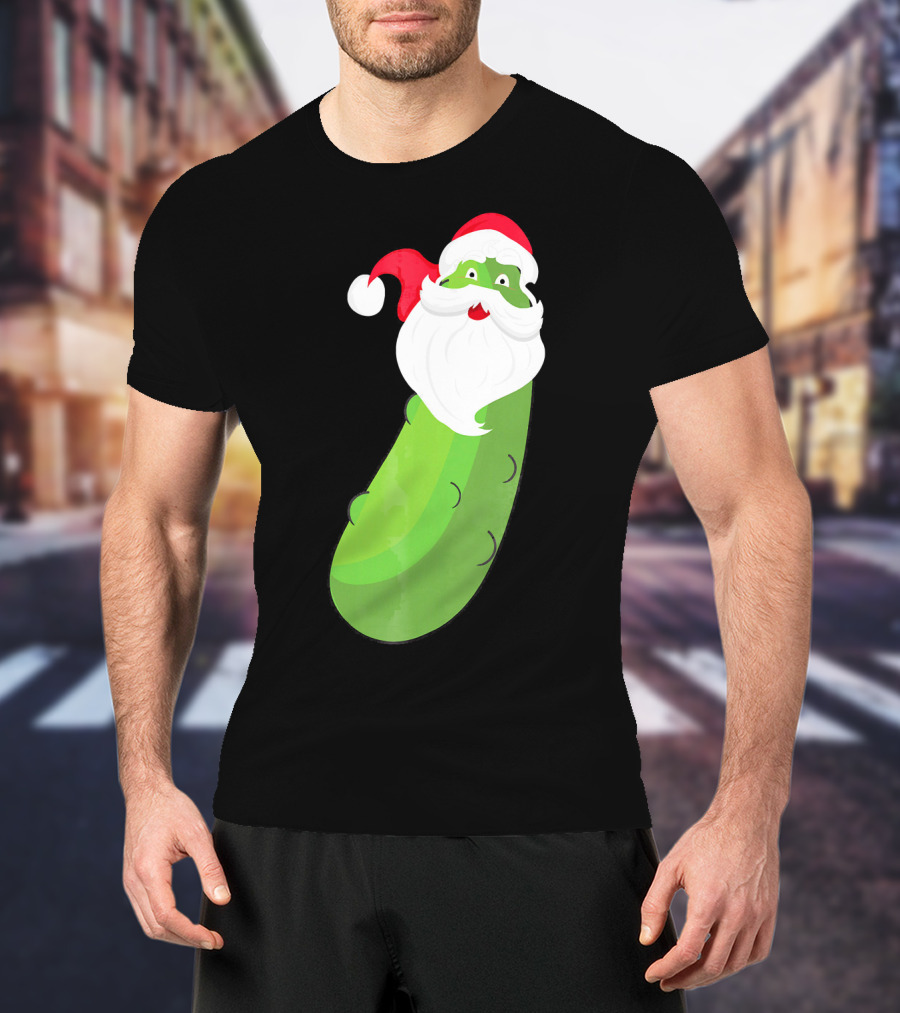 Lucky Pickle Funny Christmas Santa T-Shirt
