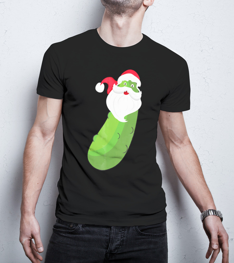 Lucky Pickle Funny Christmas Santa T-Shirt