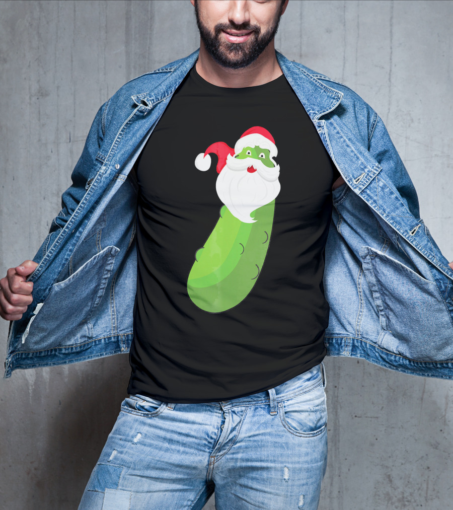 Lucky Pickle Funny Christmas Santa T-Shirt