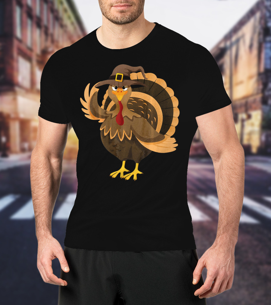 Funny Thanksgiving Turkey Dressed As Witch T-Shirt