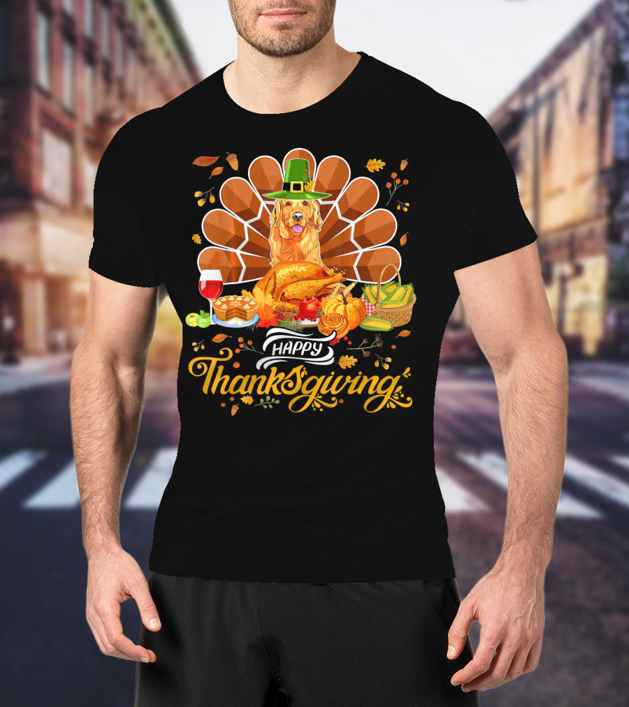 Happy Thanksgiving Golden Retriever Turk Feast T-Shirt