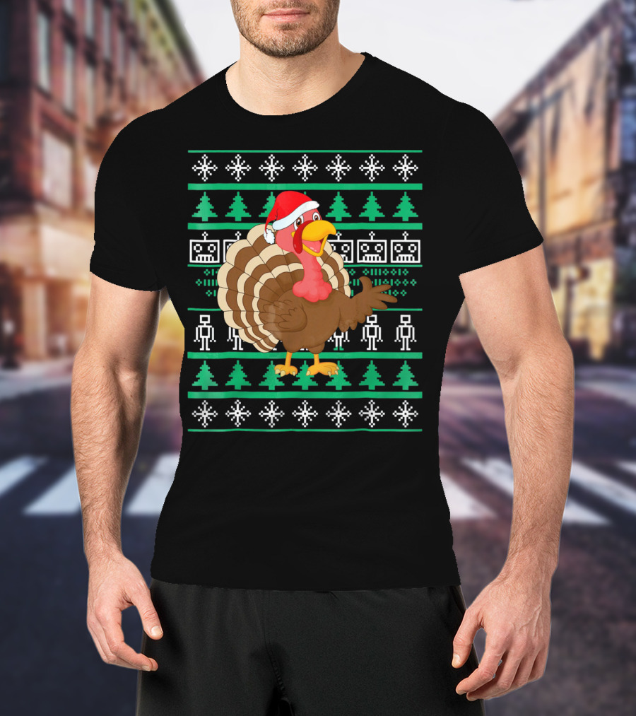 Turkey Santa Hat Ugly Christmas T-Shirt