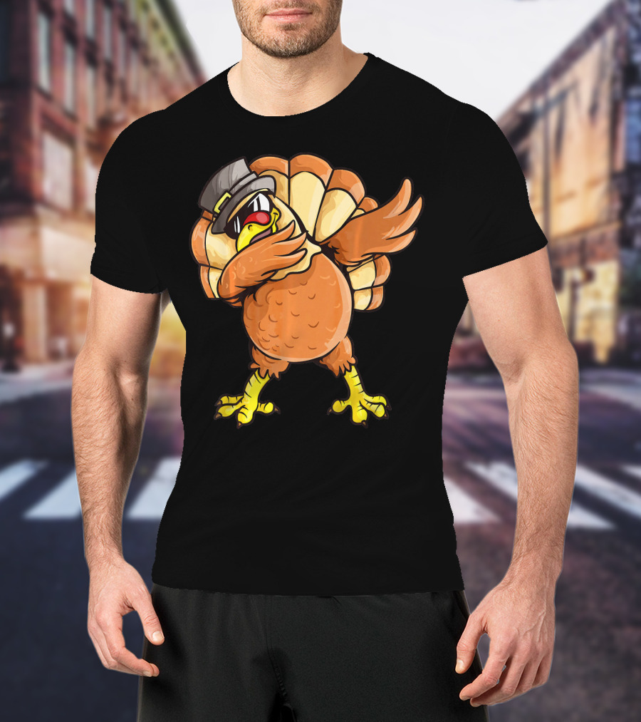 Dabbing Turkey Dab Dance Pilgrim Hat Thanksgiving T-Shirt