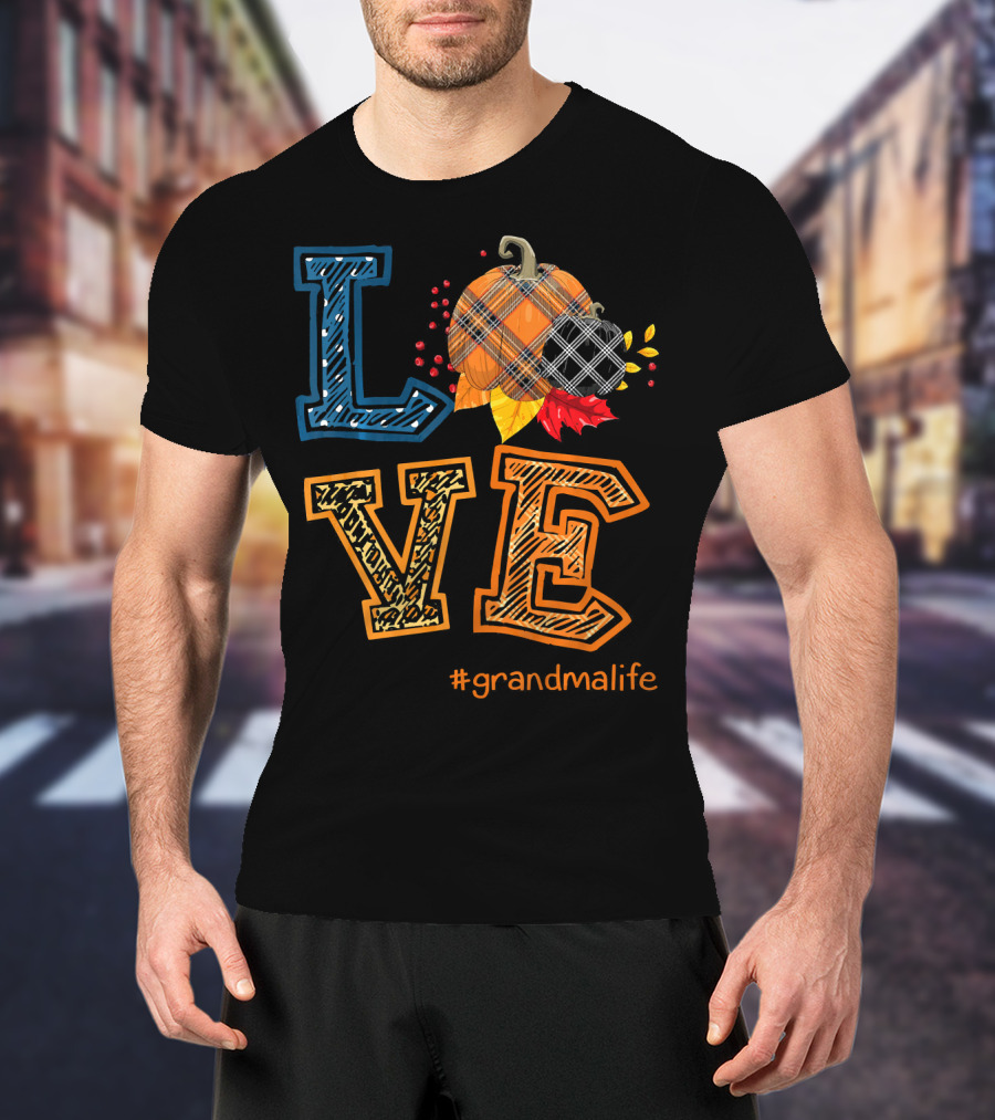 LOVE Plaid Pumpkin #grandmalife T-Shirt