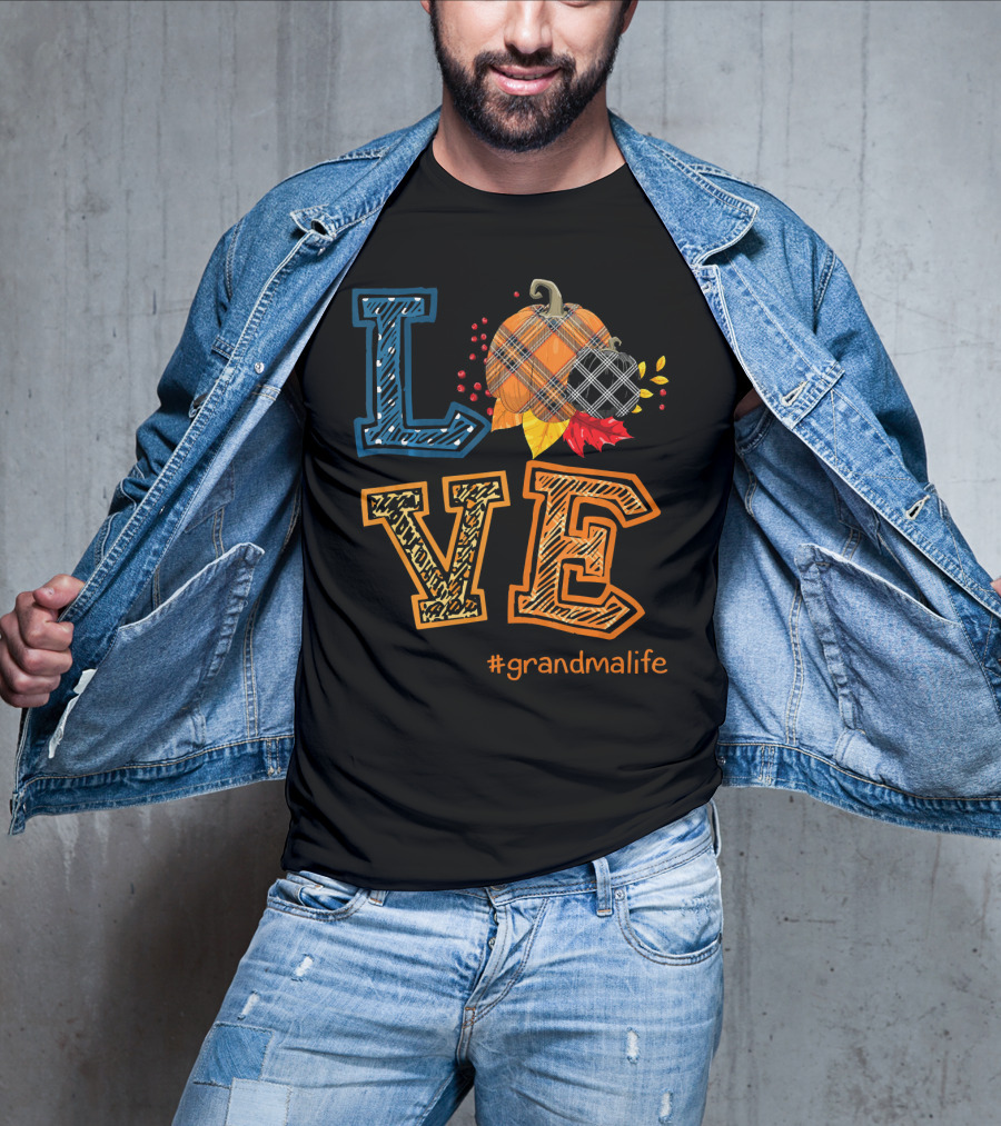 LOVE Plaid Pumpkin #grandmalife T-Shirt