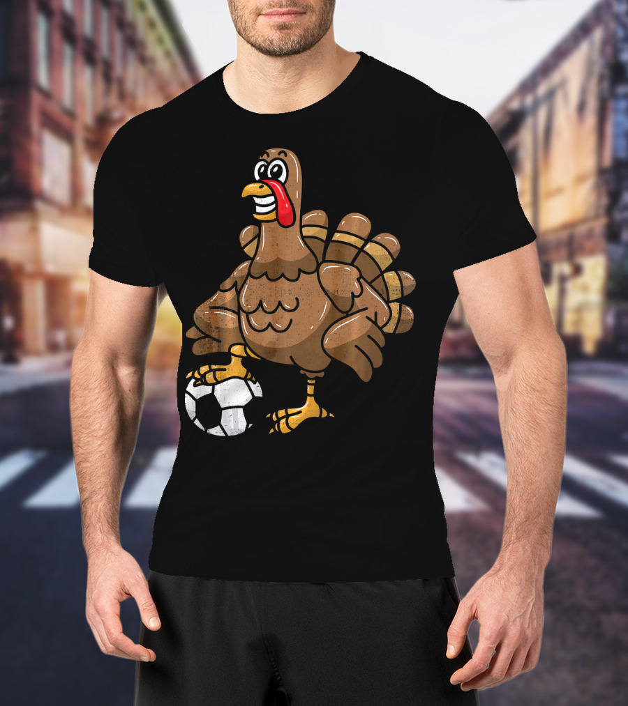 Thanksgiving Turkey Soccer Football Player T-Shirt