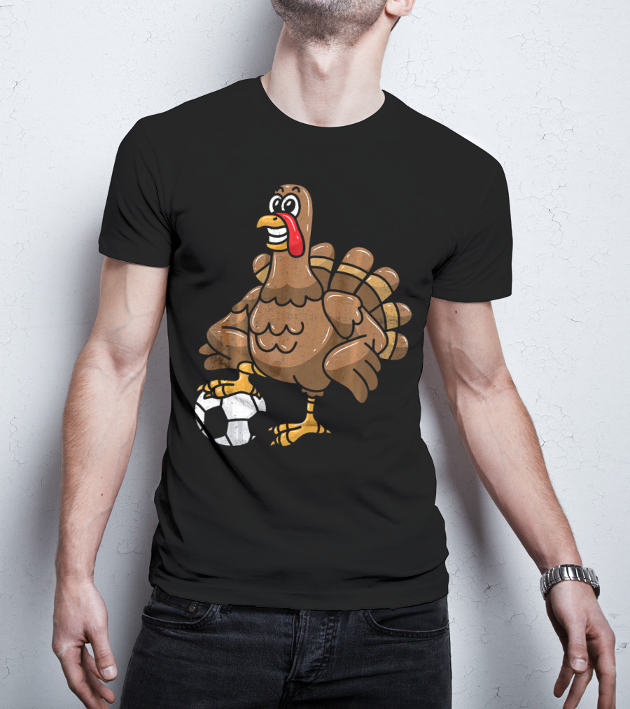 Thanksgiving Turkey Soccer Football Player T-Shirt