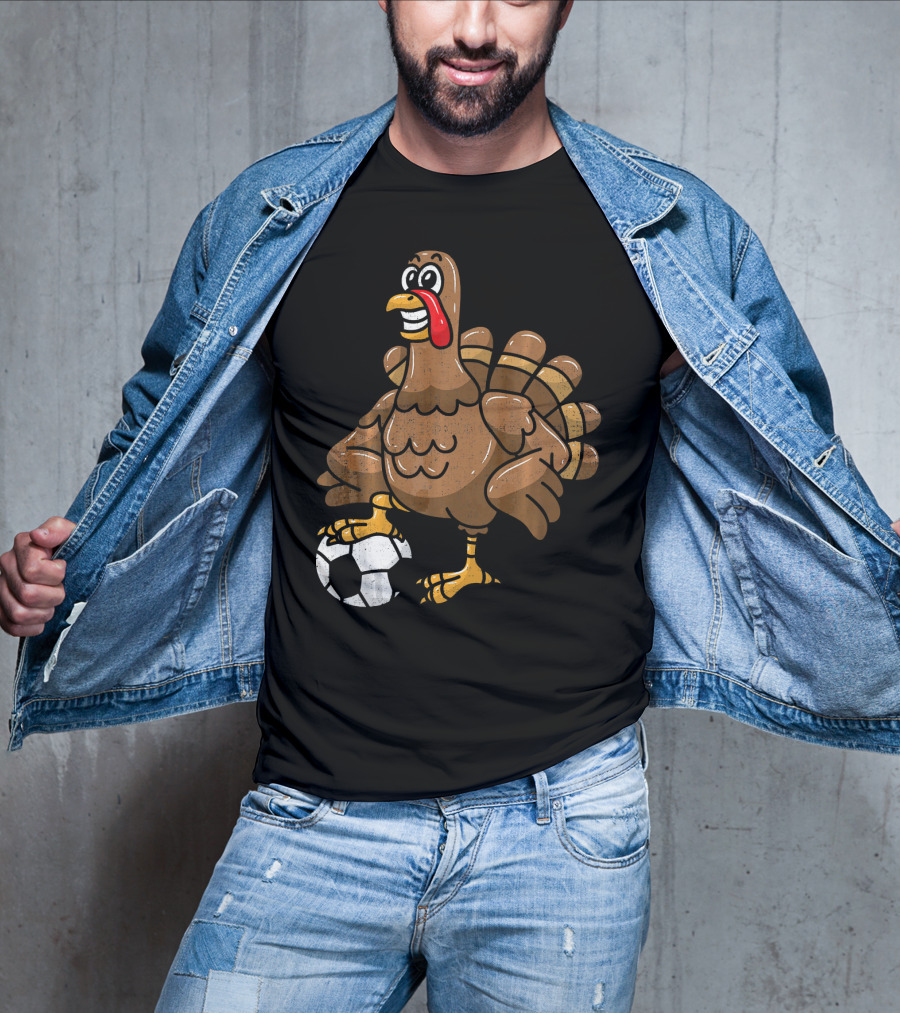 Thanksgiving Turkey Soccer Football Player T-Shirt