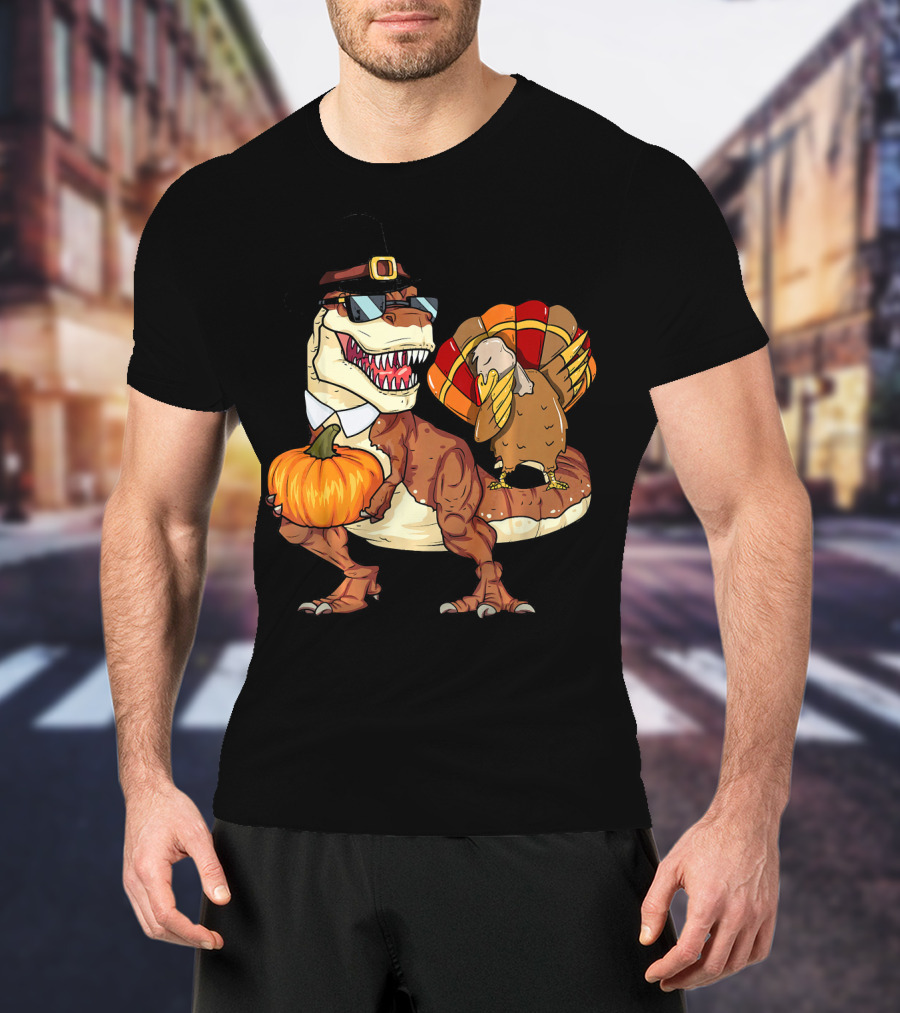 Thanksgiving Rex Dinosaur Dab Pumpkin Turkey T-Shirt