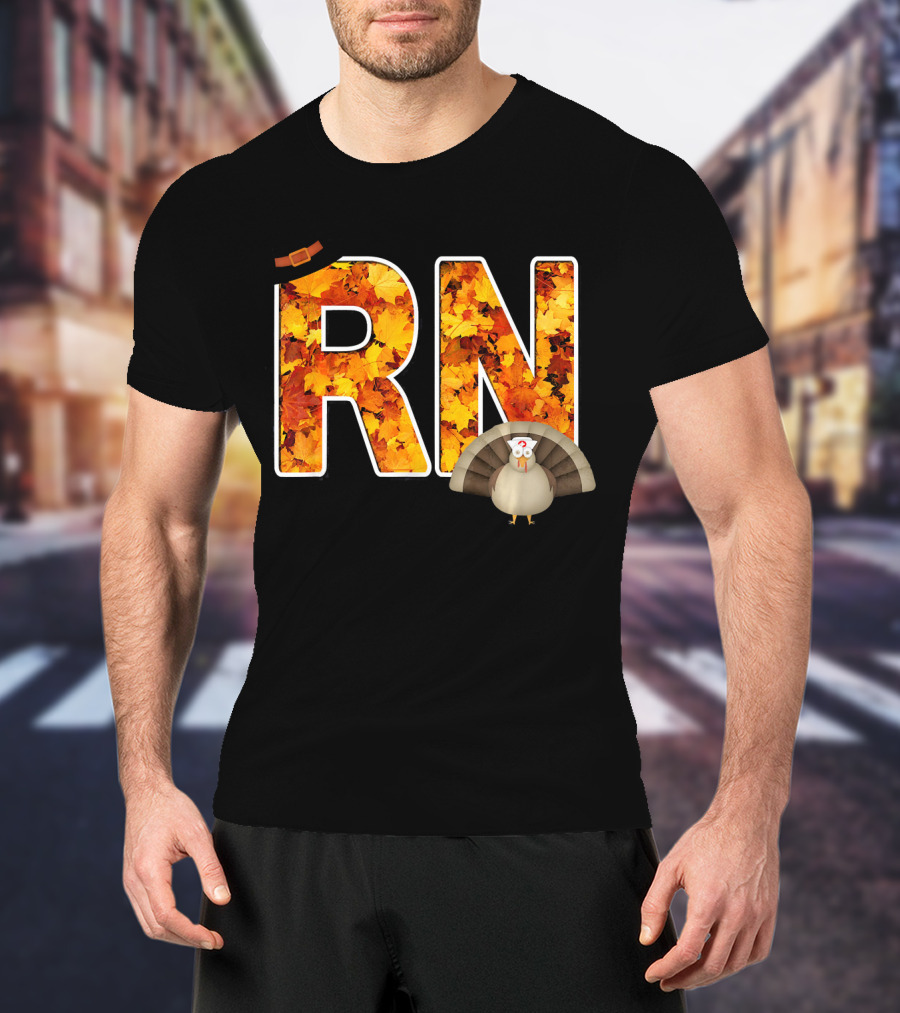 RN Thanksgiving Autumn Leaves Turkey T-Shirt