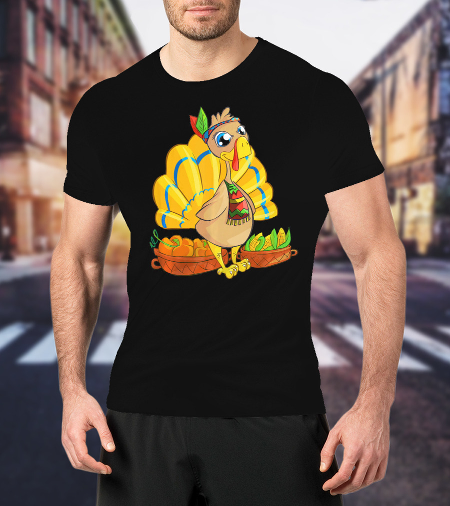 Thanksgiving Turkey Cartoon Harvest Cornucopia T-Shirt
