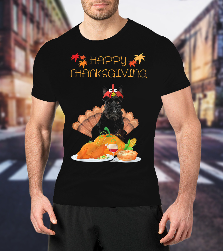 Happy Thanksgiving Day Scottish Terrier Turkey Feast T-Shirt