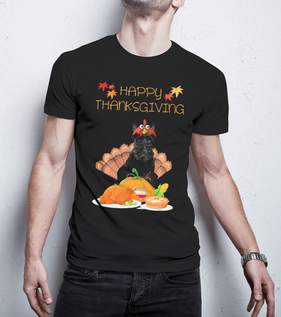 Happy Thanksgiving Day Scottish Terrier Turkey Feast T-Shirt