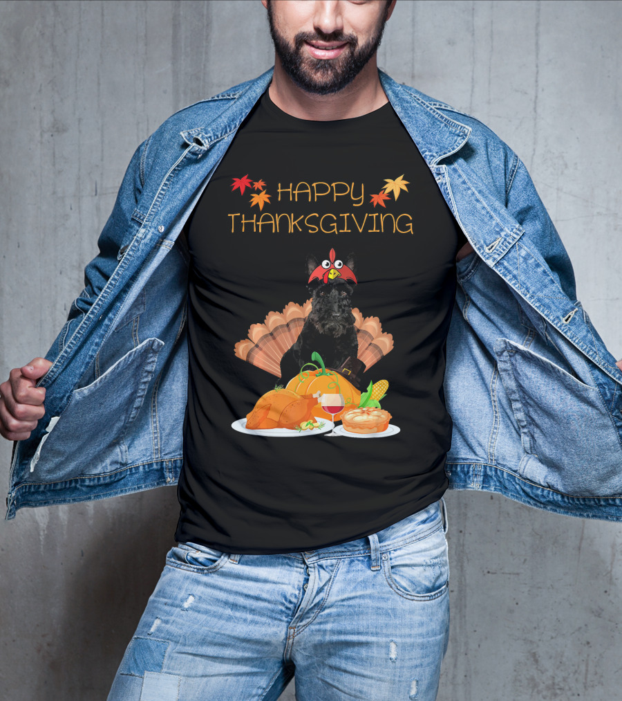 Happy Thanksgiving Day Scottish Terrier Turkey Feast T-Shirt