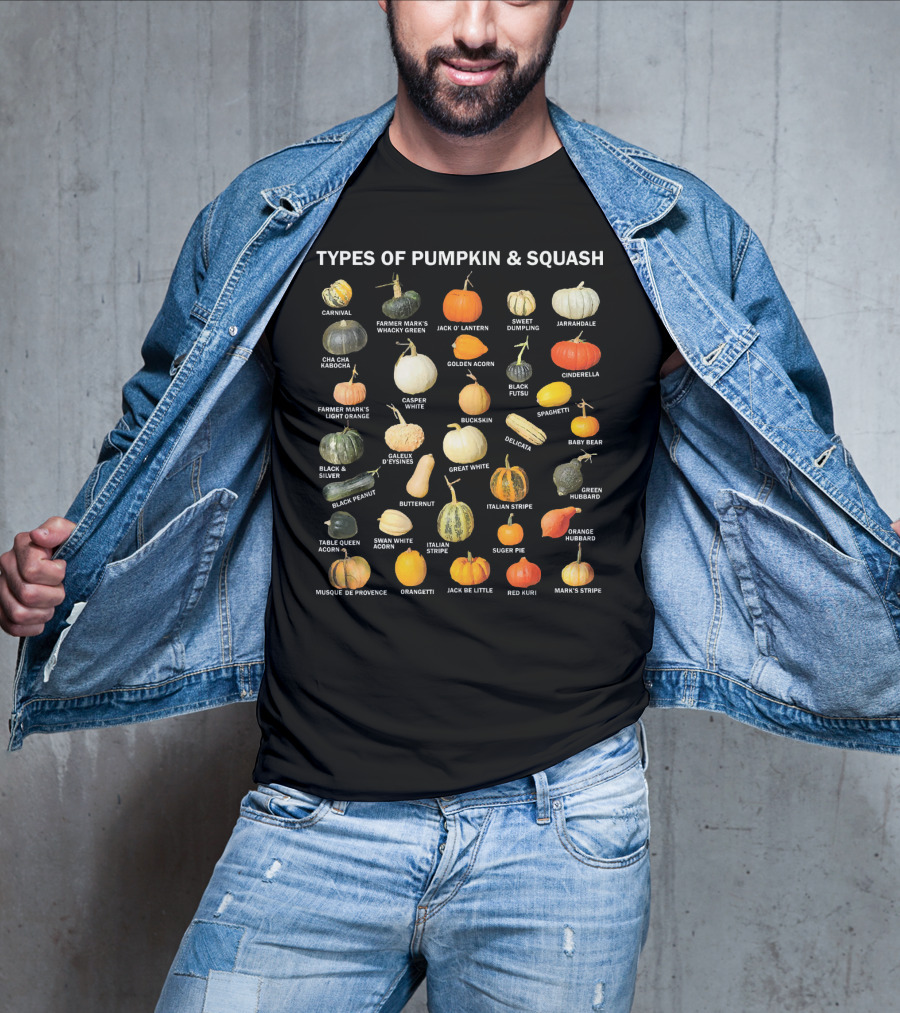 Types Of Pumpkin And Squash Carnival To Mark's Stripe Autumn Harvest T-Shirt