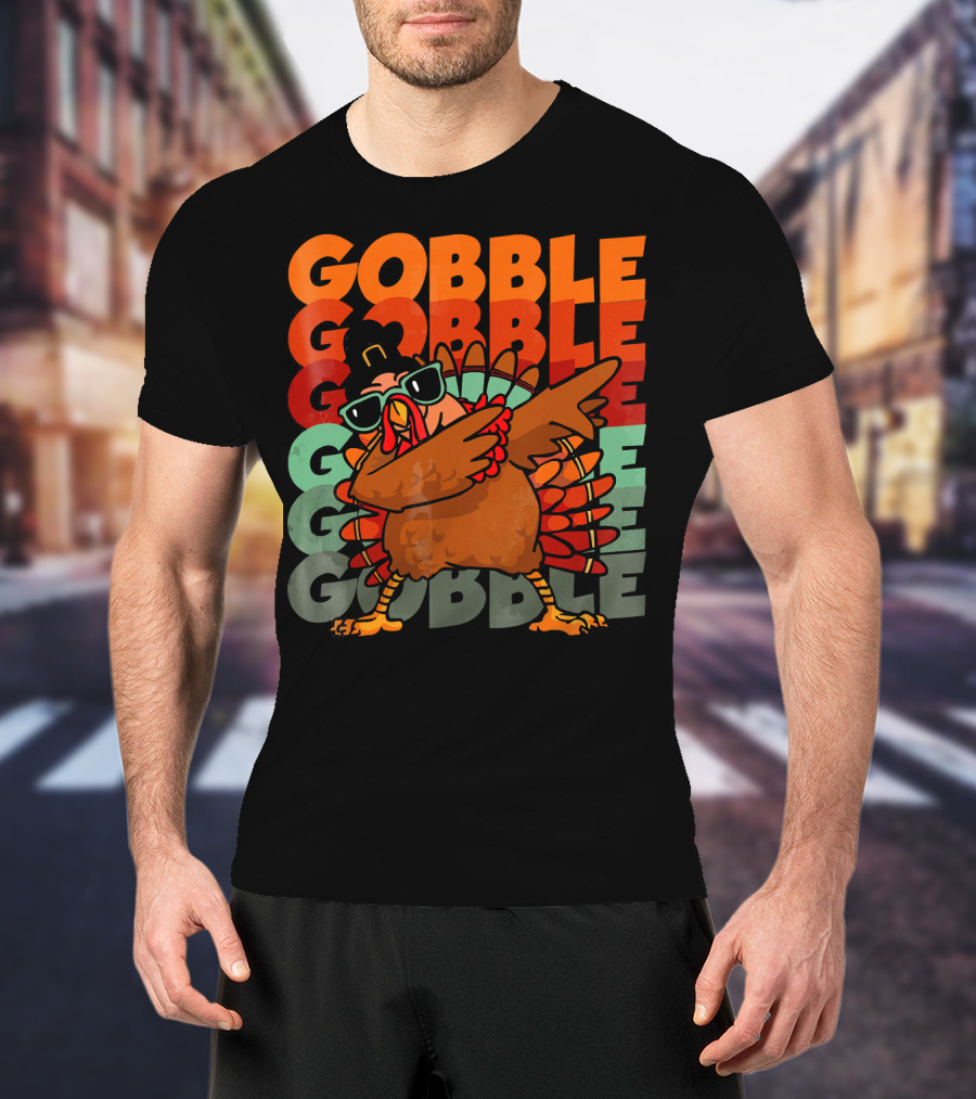 Gobble Gobble Dabbing Turkey With Sunglasses T-Shirt