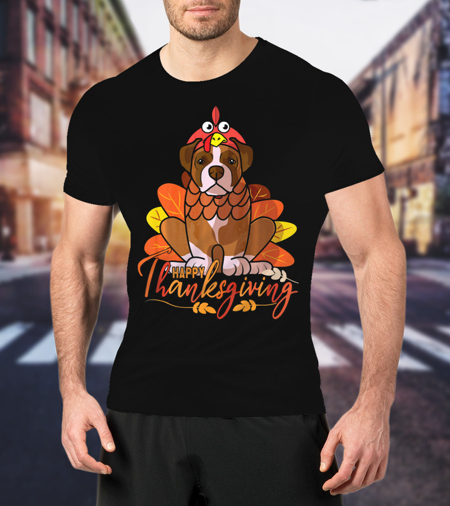 Happy Thanksgiving Boxer Dog Turkey Costume T-Shirt