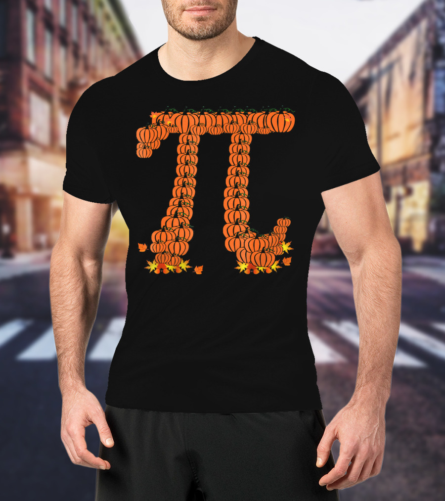 Pumpkin Pi Autumn Pattern With Leaves T-Shirt