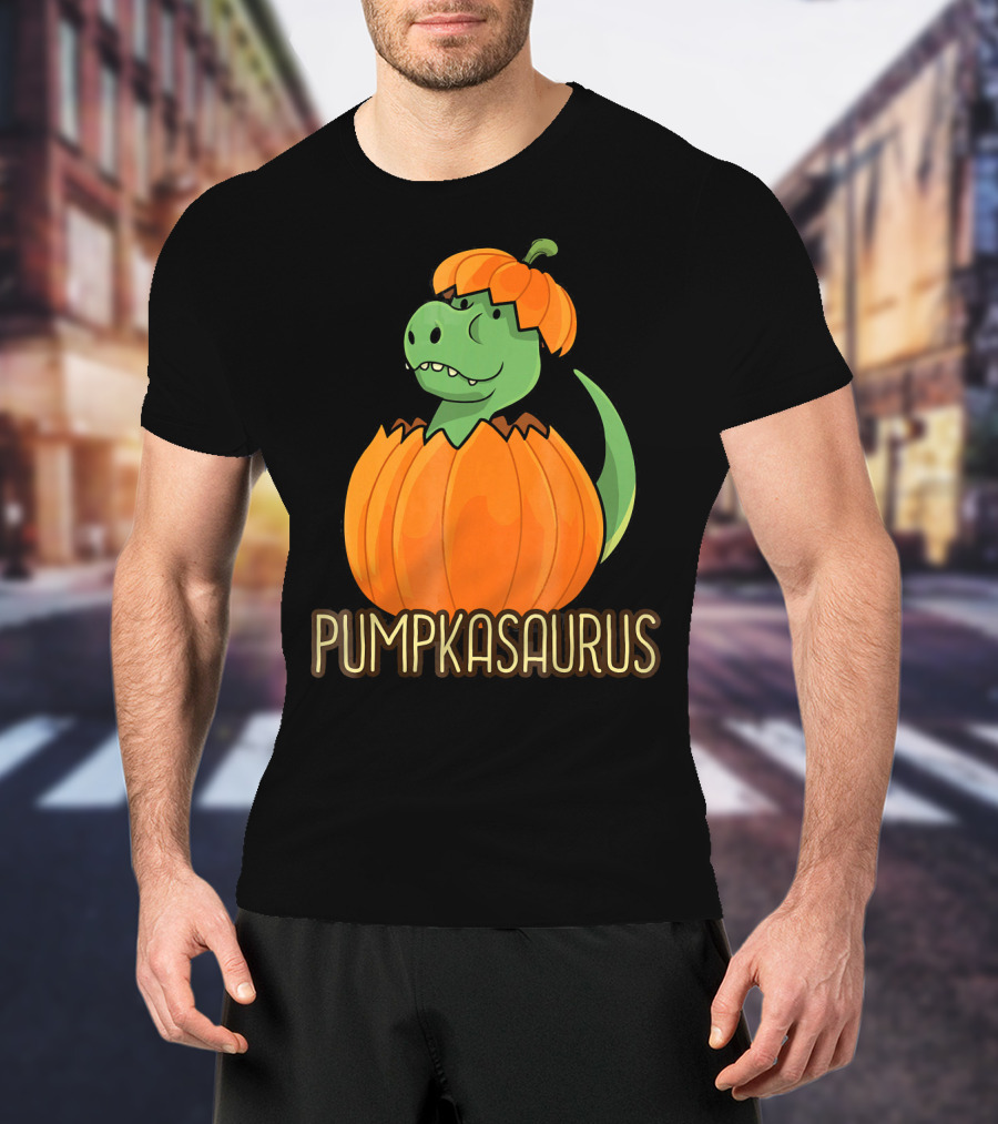 Pumpkasaurus Halloween Thanksgiving Dinosaur In Pumpkin T-Shirt