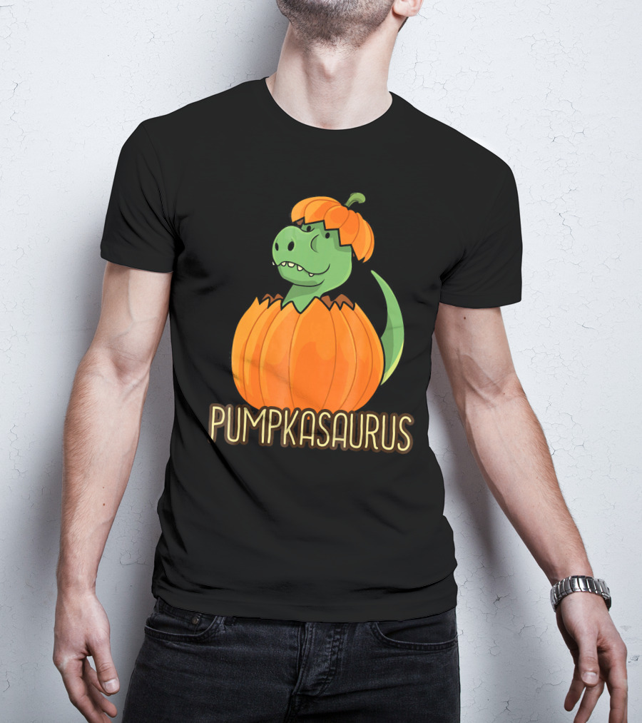 Pumpkasaurus Halloween Thanksgiving Dinosaur In Pumpkin T-Shirt