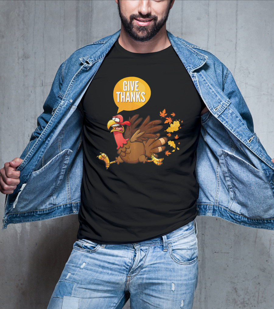Give Thanks Thanksgiving Turkey Leaves T-Shirt