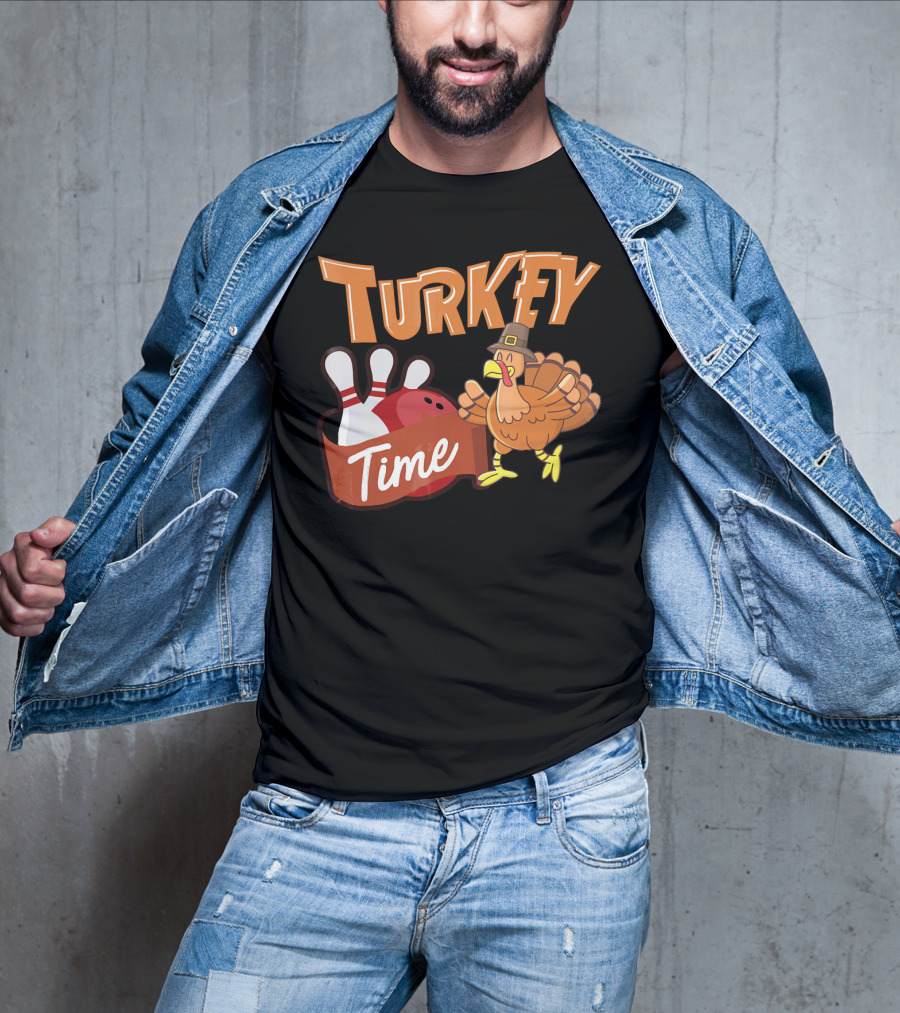 Turkey Time Bowling Thanksgiving Turkey T-Shirt