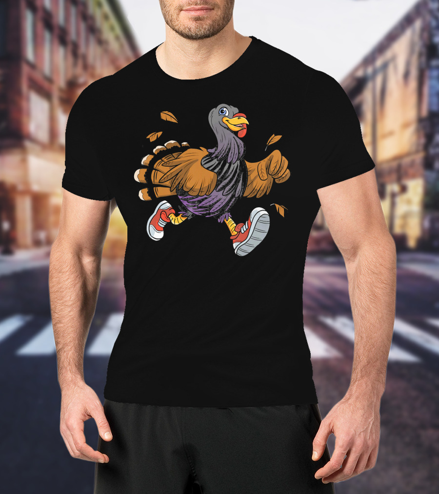 Thanksgiving Fun Running Turkey In Sneakers T-Shirt