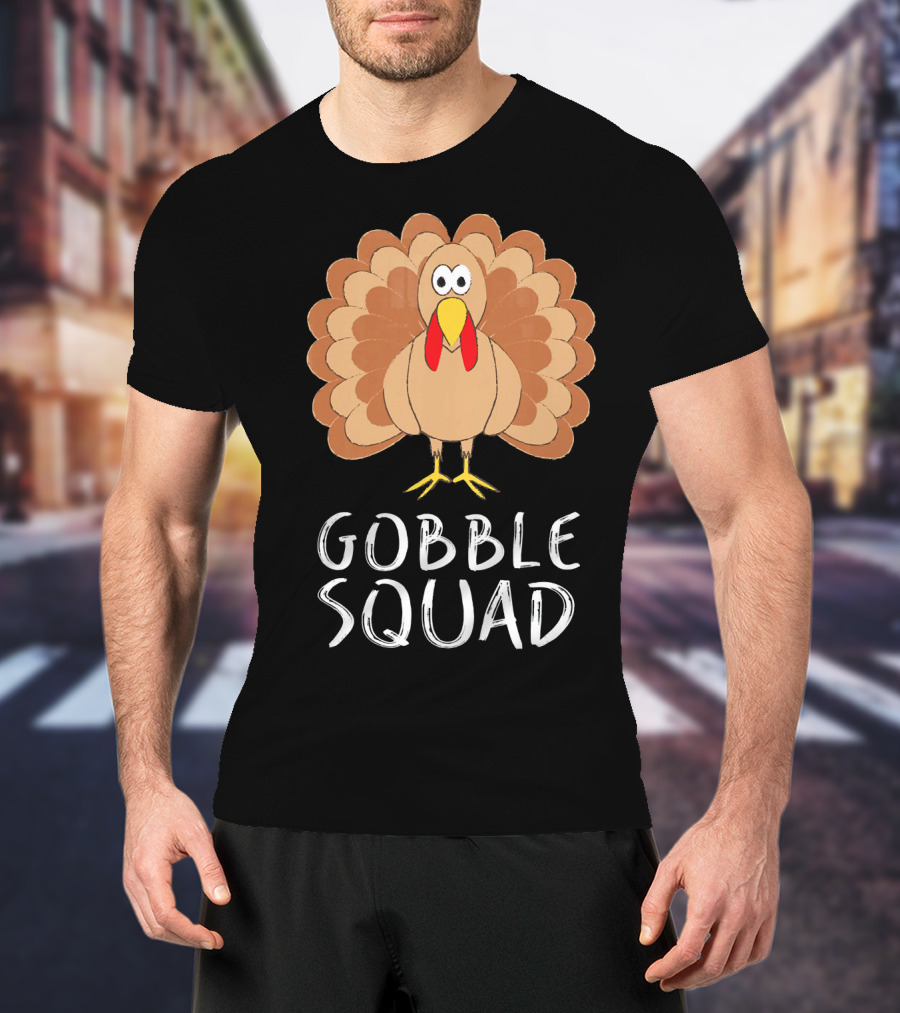 Gobble Squad Cute Turkey Trot Thankful Turkey T-Shirt