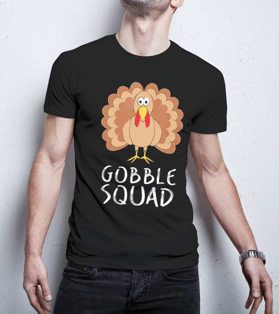 Gobble Squad Cute Turkey Trot Thankful Turkey T-Shirt