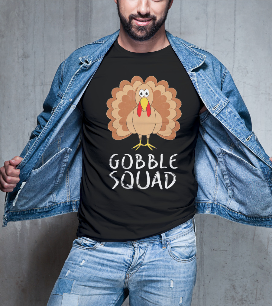Gobble Squad Cute Turkey Trot Thankful Turkey T-Shirt
