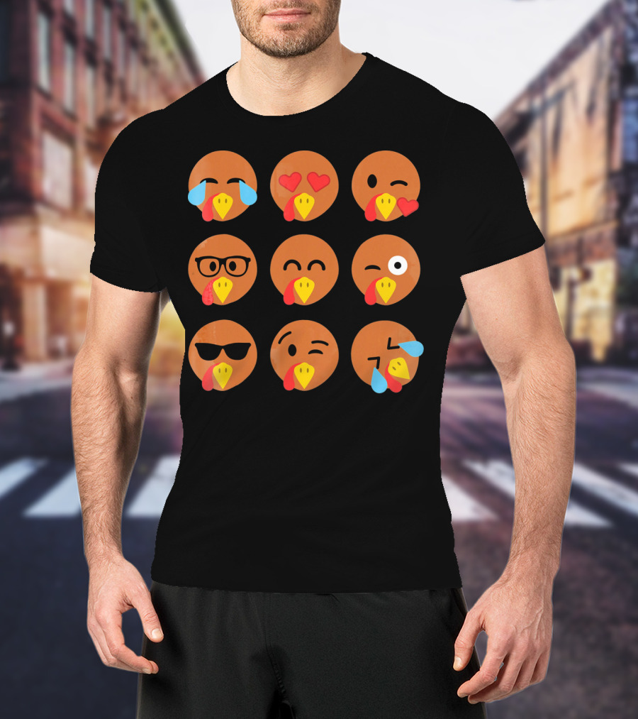 Turkey Emojis Crying Winking Heart Eyes Sunglasses Glasses Expressions T-Shirt