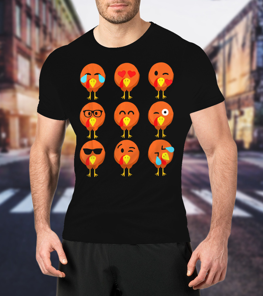 Thanksgiving Turkey Face Emojis With Funny Expressions T-Shirt