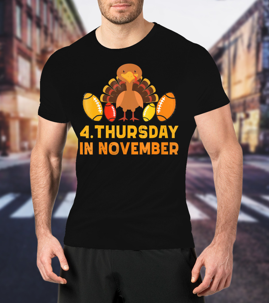 4 Thursday In November Funny Turkey Football T-Shirt