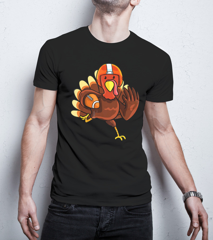 Thanksgiving Turkey In Football Gear Cute Football T-Shirt