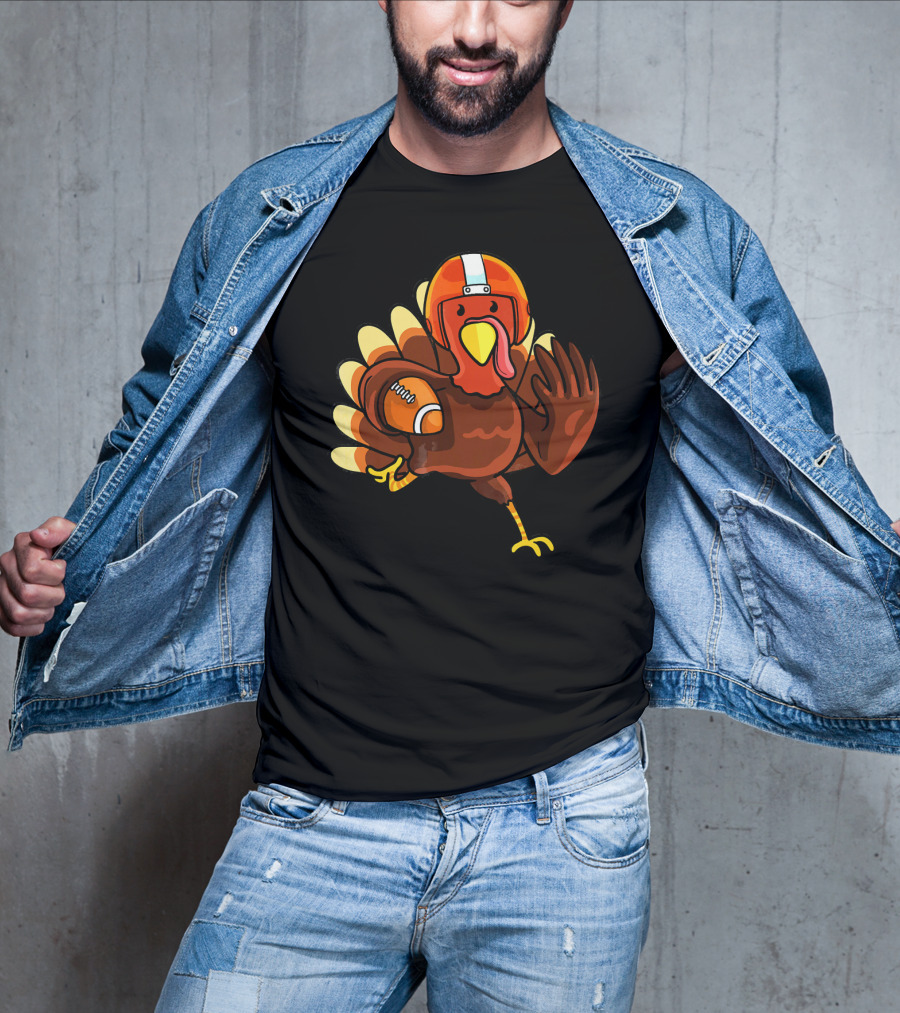 Thanksgiving Turkey In Football Gear Cute Football T-Shirt