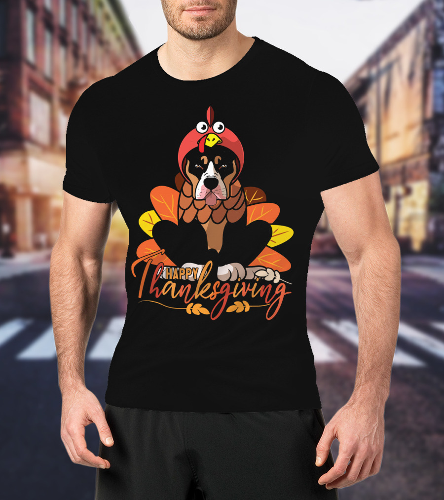 Happy Thanksgiving Funny Pitbull Dog Mom Turkey T-Shirt