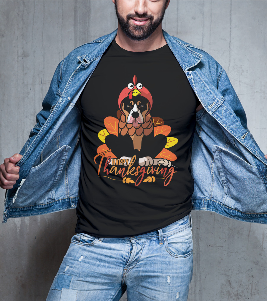 Happy Thanksgiving Funny Pitbull Dog Mom Turkey T-Shirt
