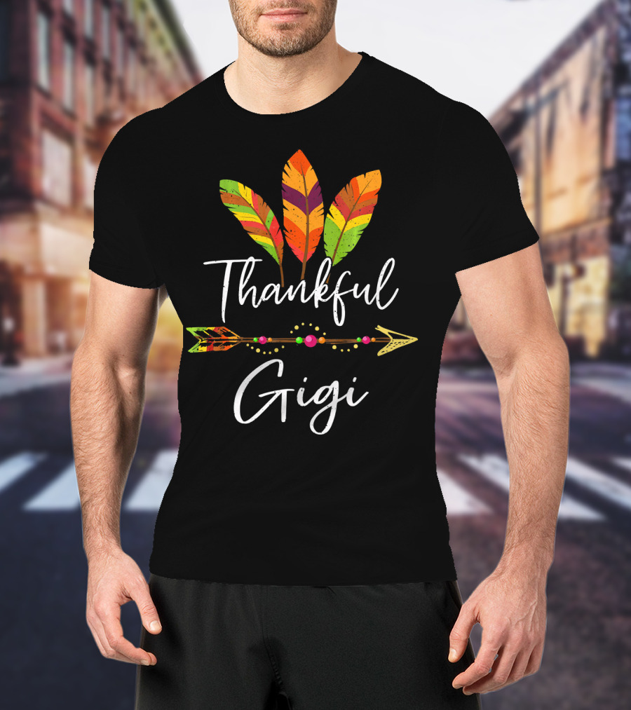 Thankful Gigi Colorful Feather And Arrow T-Shirt