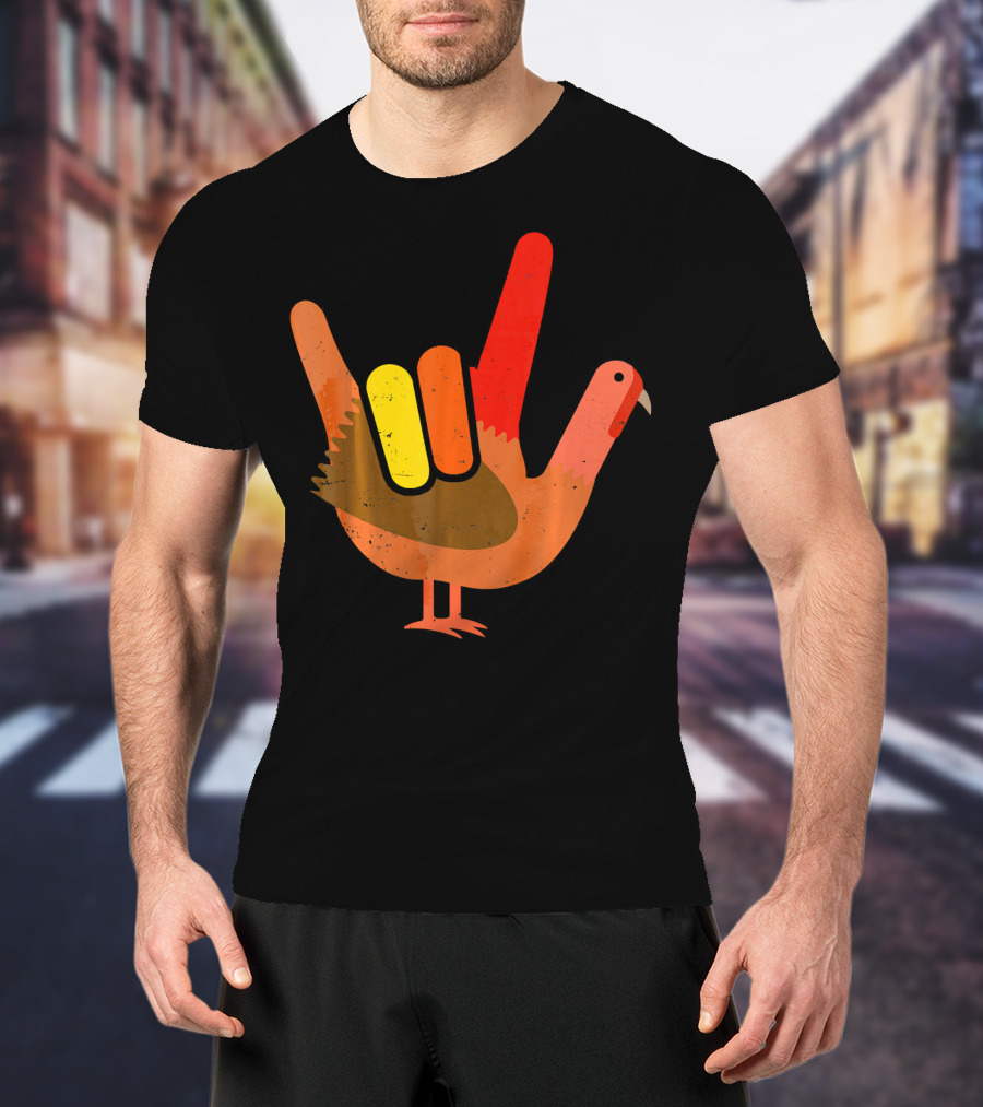 Thanksgiving Turkey American Sign Language Humor T-Shirt