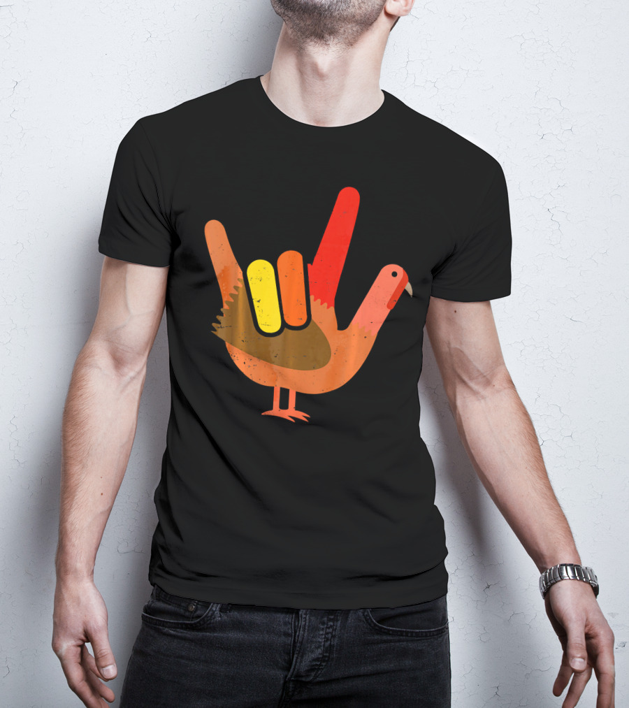 Thanksgiving Turkey American Sign Language Humor T-Shirt