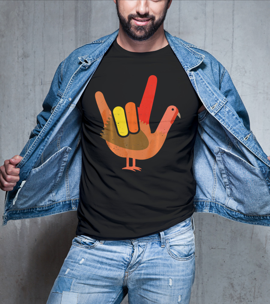 Thanksgiving Turkey American Sign Language Humor T-Shirt