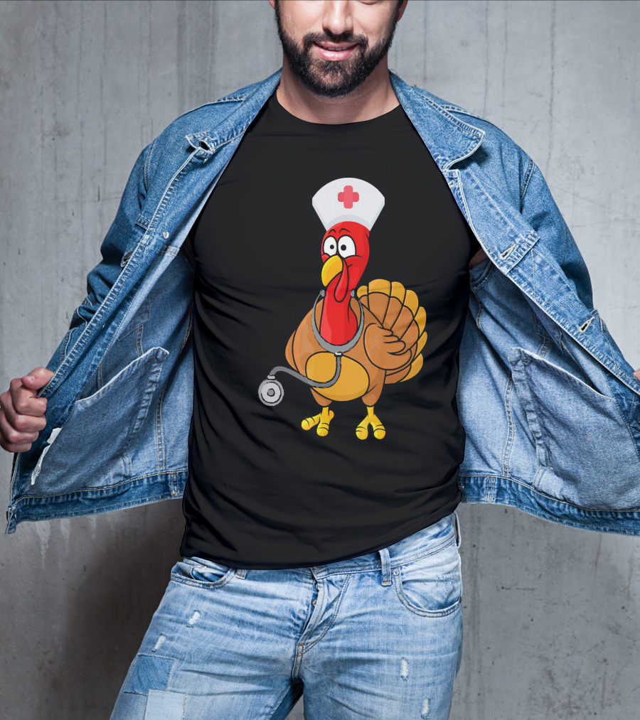 Funny Nurse Turkey For Nurses Thanksgiving T-Shirt
