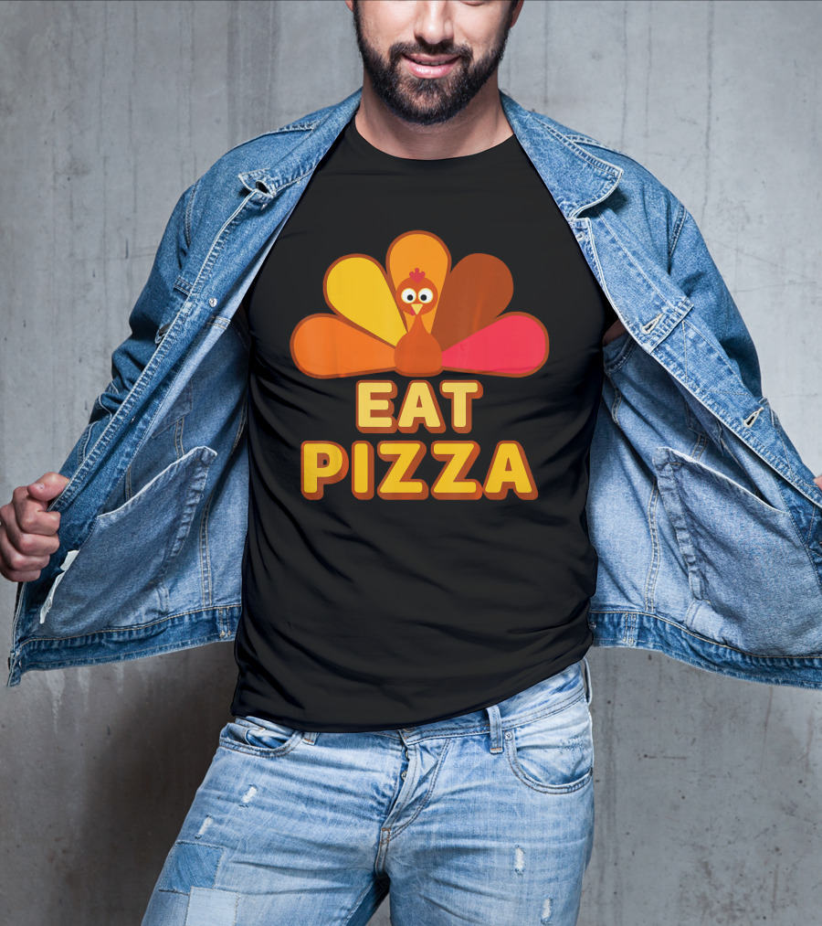 Funny Turkey Eat Pizza Thanksgiving Humor T-Shirt