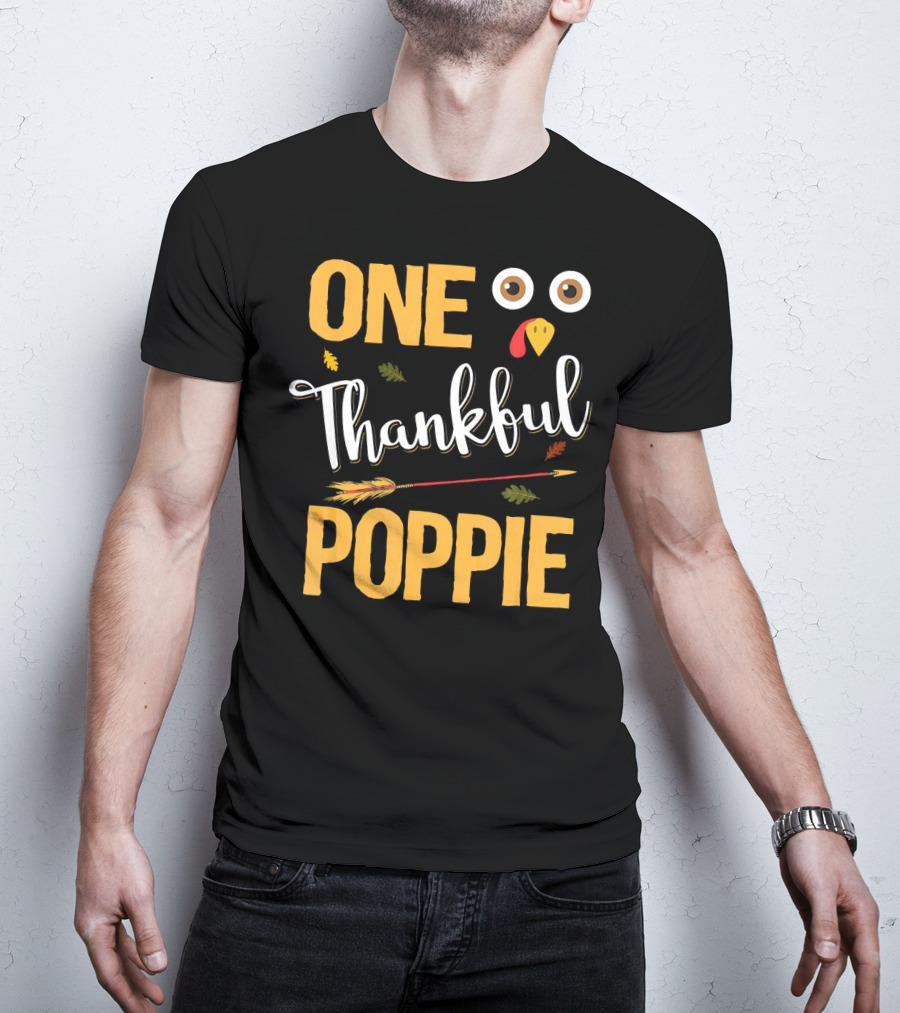 One Thankful Poppie Turkey Face Thanksgiving Elements T-Shirt