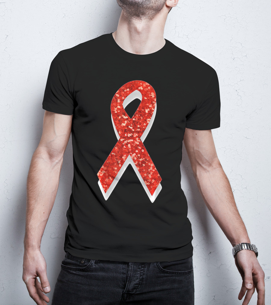AIDS Awareness Red Ribbon Sequin T-Shirt