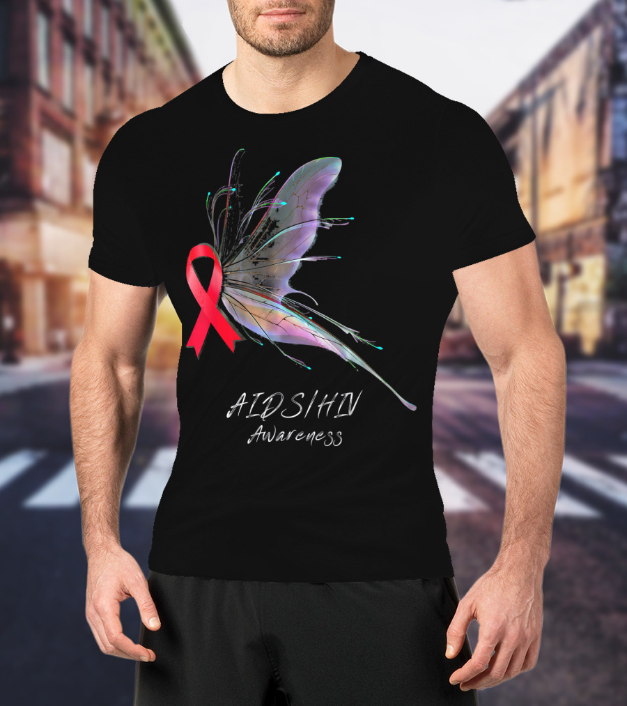 AIDSHIV Awareness Butterfly T-Shirt